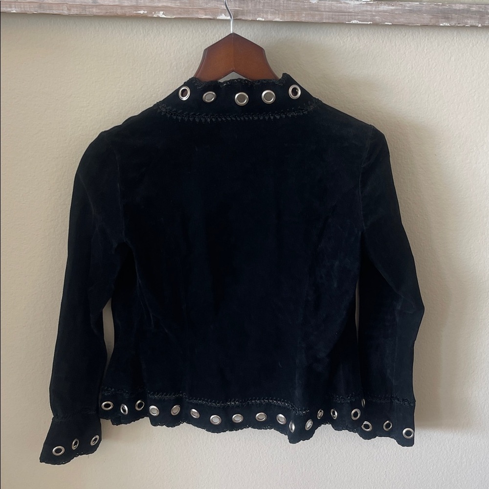 Cache Black Suede Women's Jacket with Eyelet Detailing - Picture 5 of 13